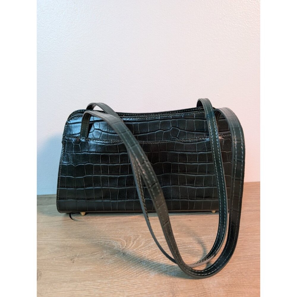 Hunter Green Croc Pattern Divina Firenze Handbag Shoulder Purse Made in Italy - Picture 5 of 9